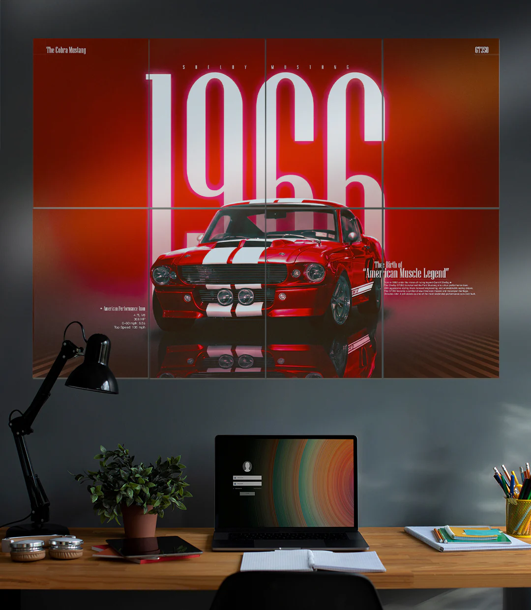 1966 Shelby Mustang GT350 | Muscle Car Wall Art | 8 Panel Split Wall Set - Image 4